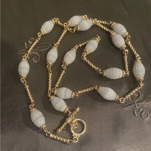 Whitney Kelly Sterling Silver Textured Blue Lace Agate Necklace Toggle